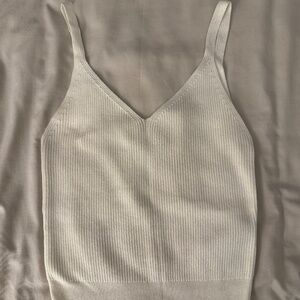 Cream Cropped Knit Tank - Abercrombie & Fitch